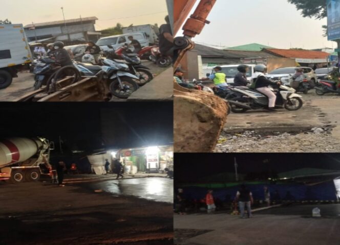 
					Kolase foto Proyek betonisasi di perempatan PT PEMI, Desa Tobat, Kecamatan Balaraja, Kabupaten Tangerang. (Foto: MANtv7.id)