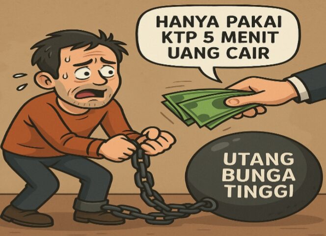 
					Gambar ilustrasi seorang yang terjerat pinjaman dengan bunga tinggi karena tergoda proses mudah. (Foto: MANtv7.id)