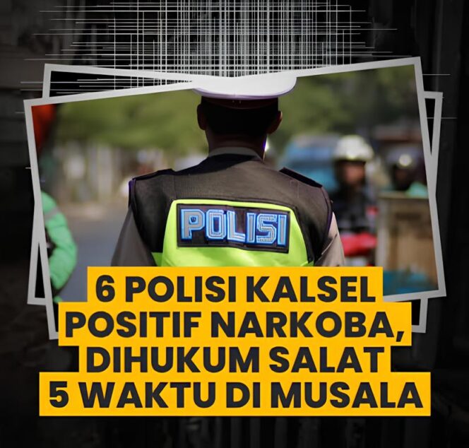 
					Enam anggota Polres Hulu Sungai Tengah (HST) terjerat dugaan kasus penyalahgunaan narkoba. Namun publik dibuat tercengang, bukan karena beratnya vonis hukum, melainkan oleh kabar bahwa mereka dijatuhi hukuman berupa salat. (Foto: IST. Mantv7.id)