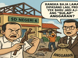 Ilustrasi gambar menjelaskan rangka bekas di pakai ke bangunan baru.  (Foto: Mantv7.id)