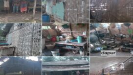 Kolase foto Di kampung RT 10/03 Desa Kemuning, Kecamatan Kresek, hidup dua orang tua yang nyaris terlupakan negara. Bapak Saram dan Ibu Sumawi tinggal di rumah tua yang lebih layak disebut gubuk. (Foto Mantv7.id)