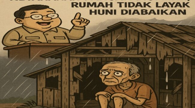 Ilustrasi gambar Ketahanan Pangan Diumbar, Rumah Tidak Layak Huni Diabaikan, Atap Bocor Dibiarkan. (Foto: Mantv7.id).