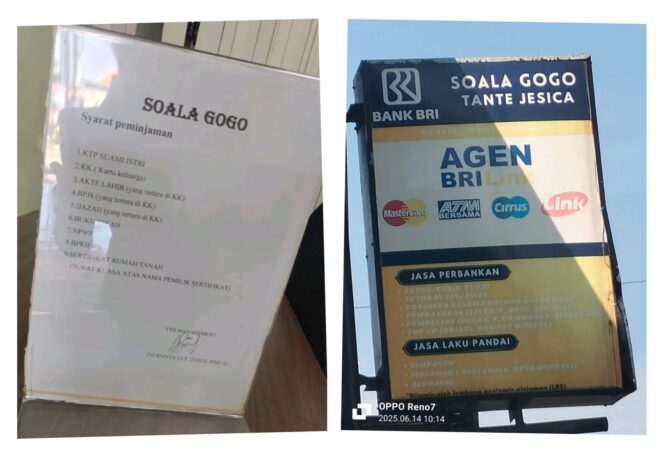 
					Kolase foto kantor Soala Gogo, Renternir berkedok koperasi. (Foto: IST. Mantv7.id)