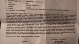 Foto bukti laporan ke Polres Pringsewu dengan nomor: LP/B/169/VI/2025/SPKT/POLRES PRINGSEWU/POLDA LAMPUNG. (Foto: Mantv7.id)