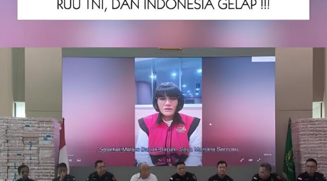Pemutaran Video permintaan maaf tersangka kasus dugaan perintangan penanganan perkara Marcella Santoso, ditunjukkan dalam konferensi pers di Gedung Jampidsus Kejaksaan Agung, Jakarta, Selasa (17/6/2025). (Foto: IST. Mantv7.id)