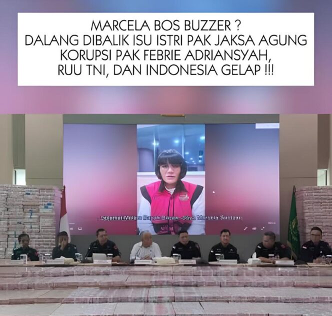 
					Pemutaran Video permintaan maaf tersangka kasus dugaan perintangan penanganan perkara Marcella Santoso, ditunjukkan dalam konferensi pers di Gedung Jampidsus Kejaksaan Agung, Jakarta, Selasa (17/6/2025). (Foto: IST. Mantv7.id)