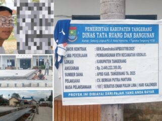 Kolase foto Proyek Ruang Terbuka Hijau (RTH) di Kecamatan Kronjo belakangan jadi bahan gunjingan publik. (Foto: Mantv7.id)