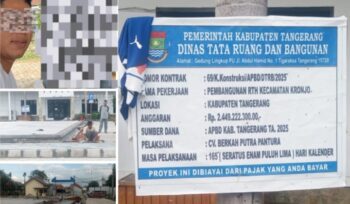 Kolase foto Proyek Ruang Terbuka Hijau (RTH) di Kecamatan Kronjo belakangan jadi bahan gunjingan publik. (Foto: Mantv7.id)