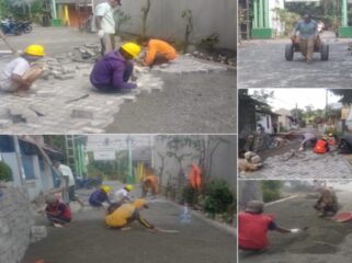 Proyek pembangunan paving block di Jalan Kalimaya, Permata Balaraja, RT 02 RW 01, Desa Saga, Kecamatan Balaraja, Kabupaten Tangerang. (Foto: Mantv7.id)