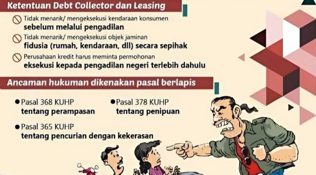 Gambar keterangan dengan penjeasan bahwa pihak Lissing atau Finance dan Debt Collector tidak bisa untuk menarik unit kendaraan, bila Fidusianya tidak dibuatkan Akta Notaris dan didaftarkan ke Kemankumham. (Foto: IST. Mantv7 id)